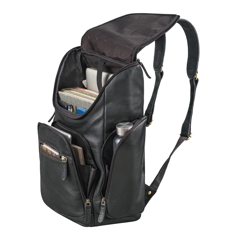 "Reggie" XL Leder Rucksack Herren mit 15 - 17 Zoll Laptop Fach Groß