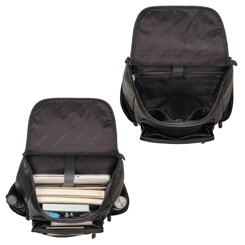 "Reggie" XL Leder Rucksack Herren mit 15 - 17 Zoll Laptop Fach Groß