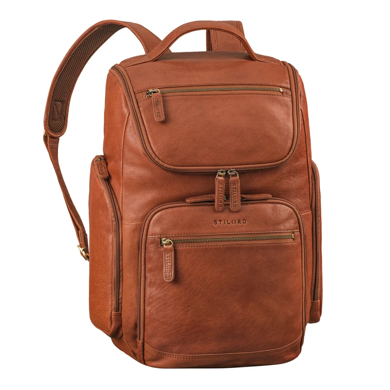 "Reggie" XL Leder Rucksack Herren mit 15 - 17 Zoll Laptop Fach Groß
