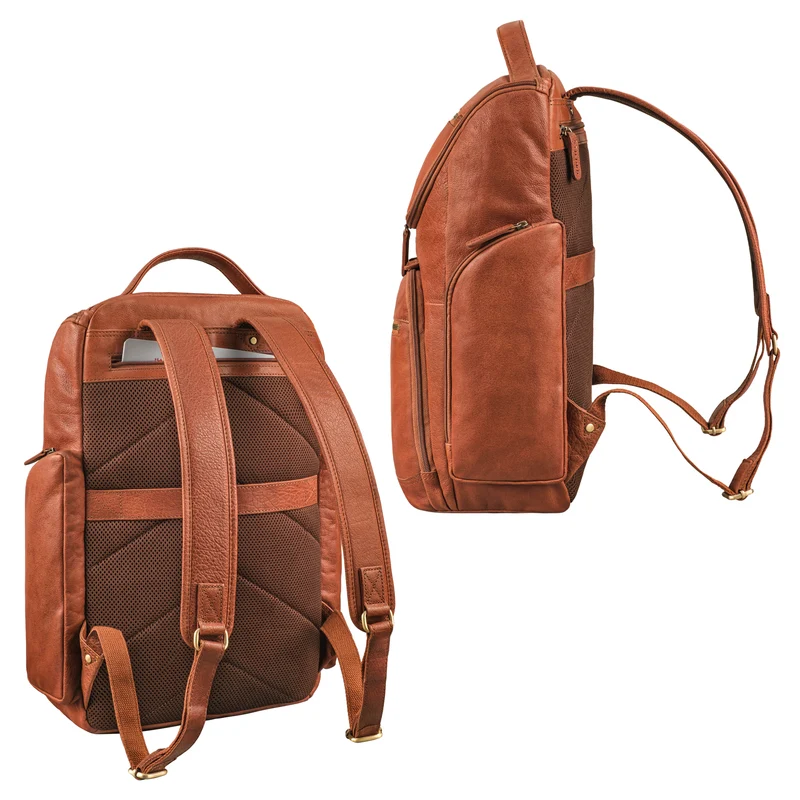 "Reggie" XL Leder Rucksack Herren mit 15 - 17 Zoll Laptop Fach Groß