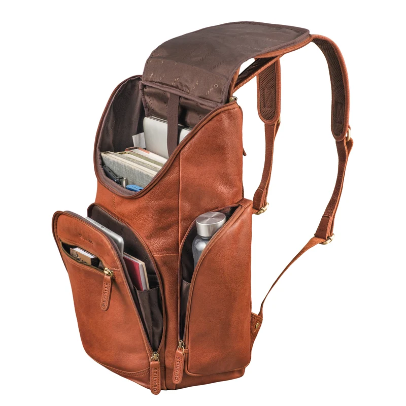 "Reggie" XL Leder Rucksack Herren mit 15 - 17 Zoll Laptop Fach Groß