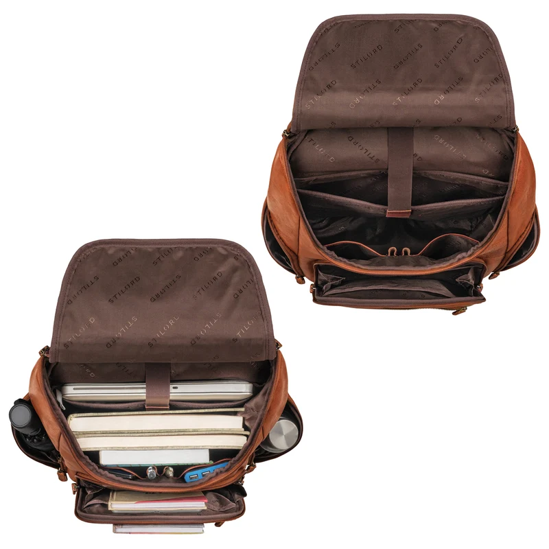 "Reggie" XL Leder Rucksack Herren mit 15 - 17 Zoll Laptop Fach Groß