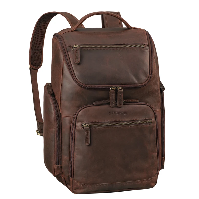"Reggie" XL Leder Rucksack Herren mit 15 - 17 Zoll Laptop Fach Groß