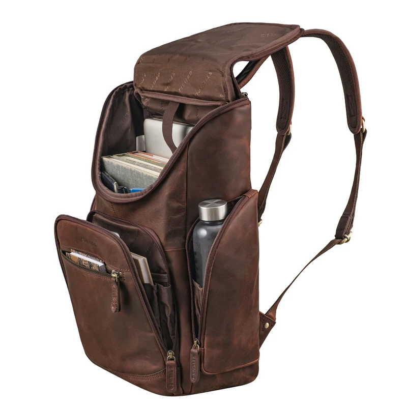 "Reggie" XL Leder Rucksack Herren mit 15 - 17 Zoll Laptop Fach Groß