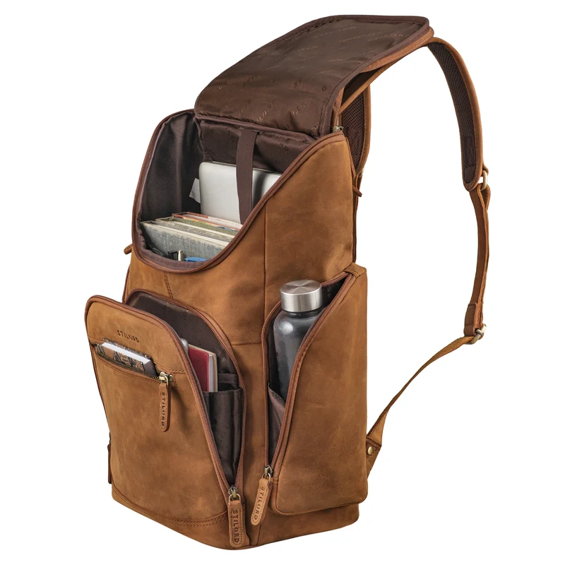 "Reggie" XL Leder Rucksack Herren mit 15 - 17 Zoll Laptop Fach Groß