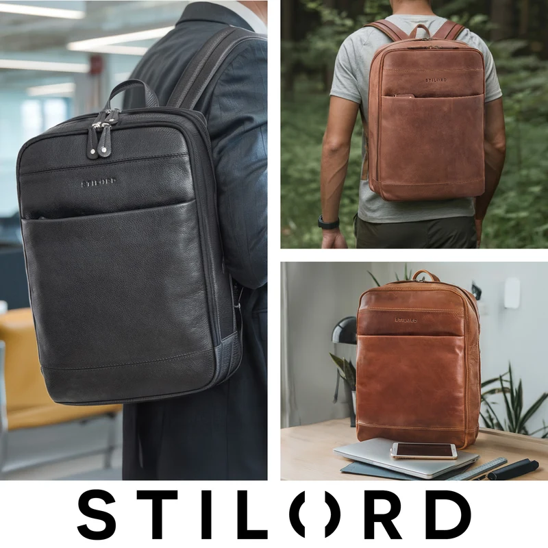 "Leo" Leder Rucksack mit Laptop-Fach 15,6 Zoll und Rückenbelüftung