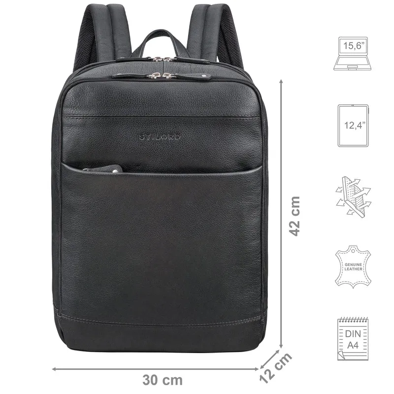 "Leo" Leder Rucksack mit Laptop-Fach 15,6 Zoll und Rückenbelüftung