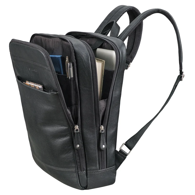 "Leo" Leder Rucksack mit Laptop-Fach 15,6 Zoll und Rückenbelüftung