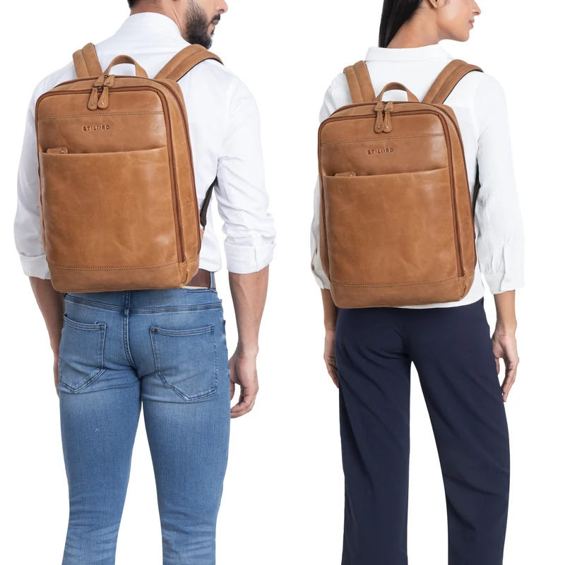 "Leo" Leder Rucksack mit Laptop-Fach 15,6 Zoll und Rückenbelüftung