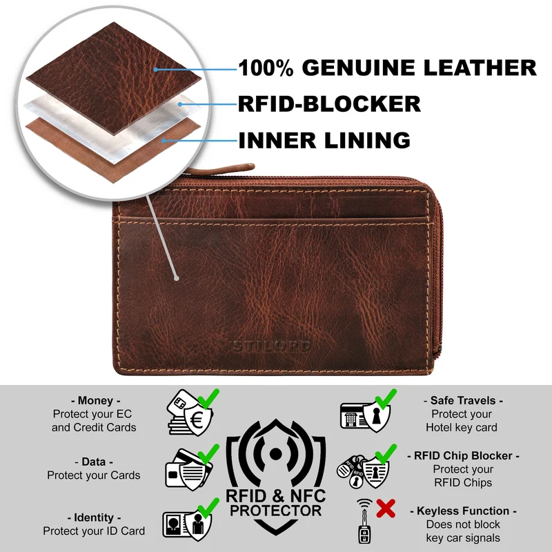 "Ano" 2 in 1 Leder Schlüsseltasche mit 6 Kartenfächern Münzfach