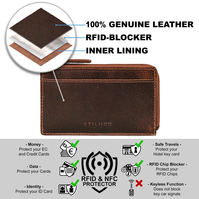 "Ano" 2 in 1 Leder Schlüsseltasche mit 6 Kartenfächern Münzfach