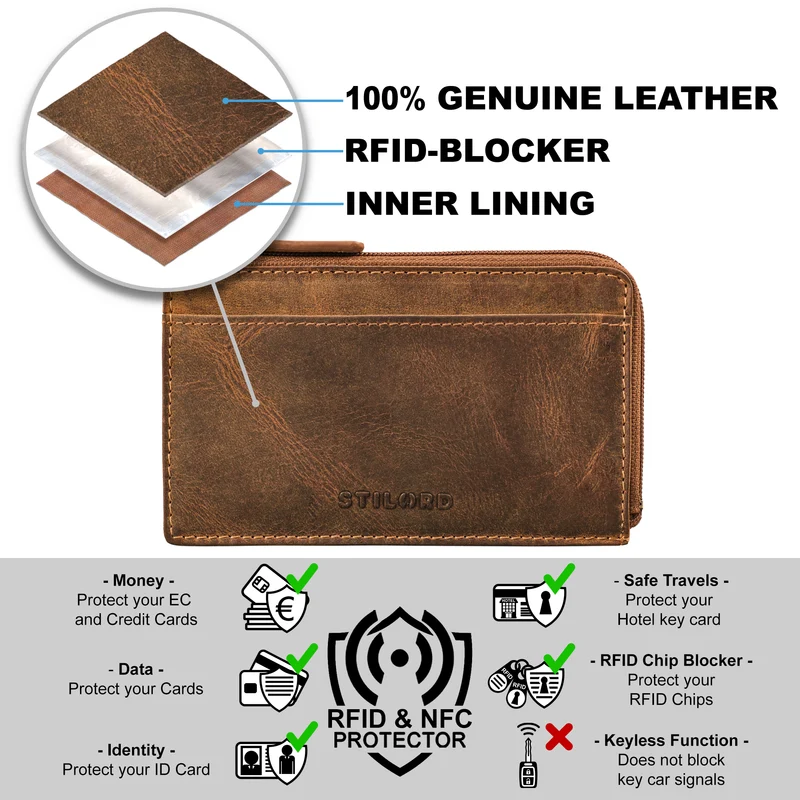 "Ano" 2 in 1 Leder Schlüsseltasche mit 6 Kartenfächern Münzfach