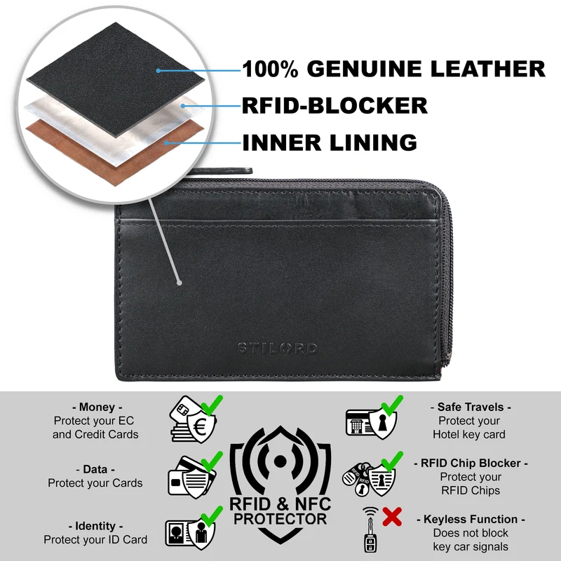 "Ano" 2 in 1 Leder Schlüsseltasche mit 6 Kartenfächern Münzfach