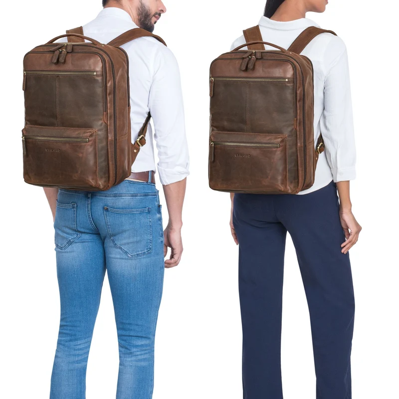 "Daryl" XL Rucksack Herren Leder 16 Zoll mit Trolley Halterung