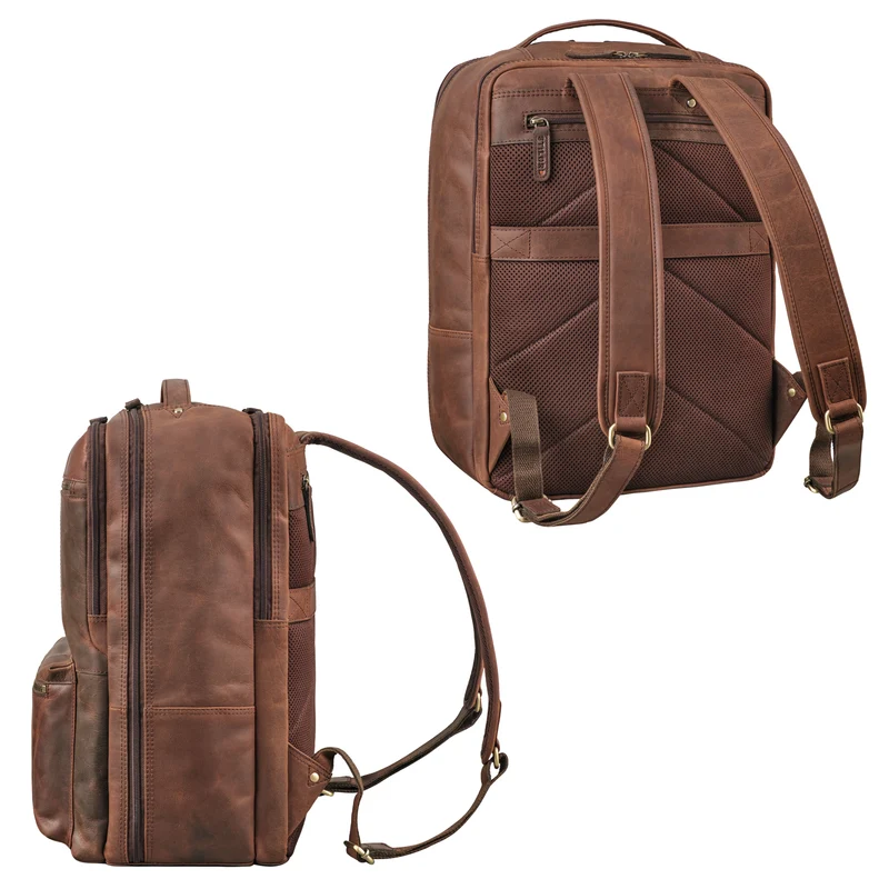 "Daryl" XL Rucksack Herren Leder 16 Zoll mit Trolley Halterung