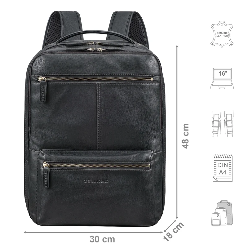 "Daryl" XL Rucksack Herren Leder 16 Zoll mit Trolley Halterung