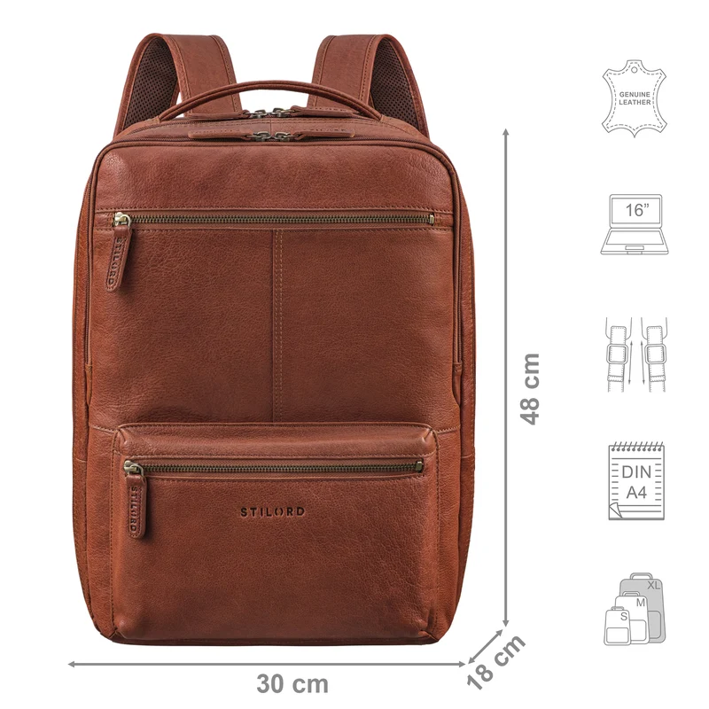 "Daryl" XL Rucksack Herren Leder 16 Zoll mit Trolley Halterung