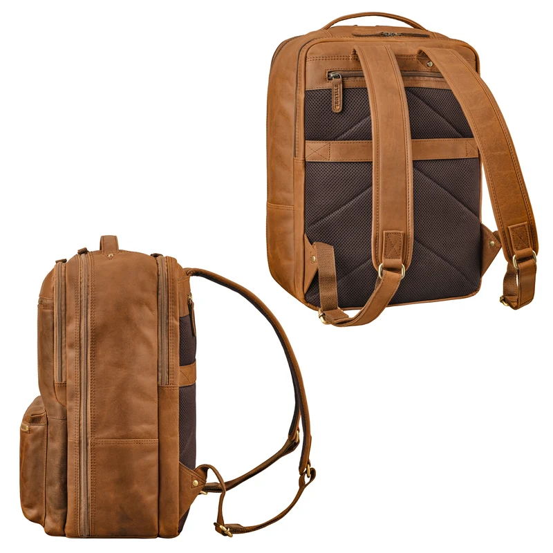 "Daryl" XL Rucksack Herren Leder 16 Zoll mit Trolley Halterung