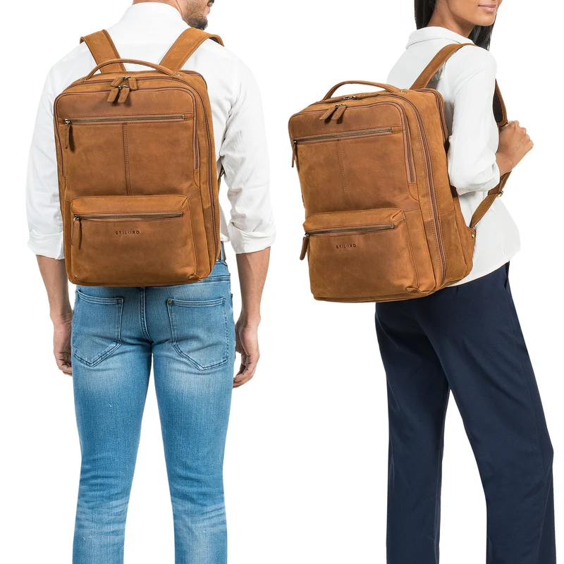 "Daryl" XL Rucksack Herren Leder 16 Zoll mit Trolley Halterung