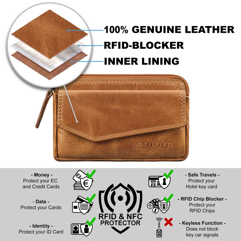 "Cruz" Vintage Geldbörse mit Schlüsselfach Schlüsseltasche Leder RFID