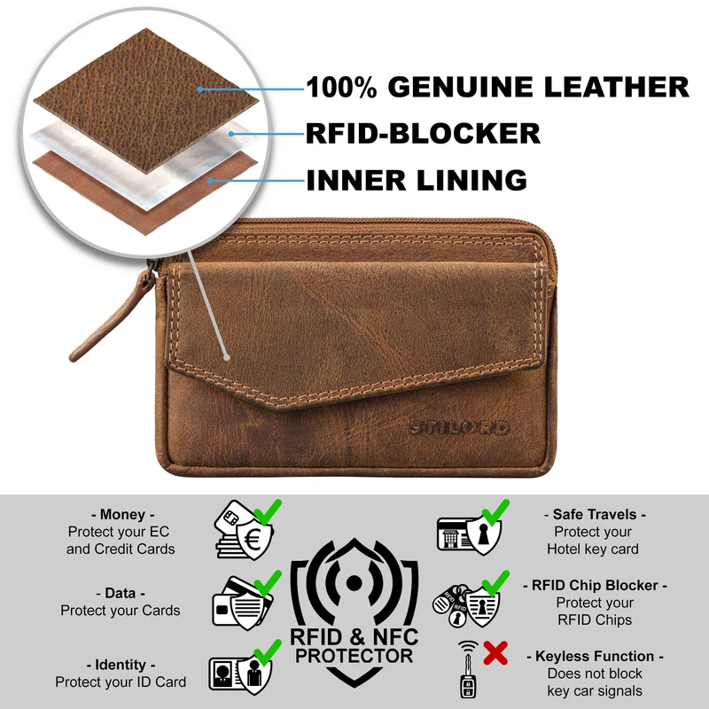 "Cruz" Vintage Geldbörse mit Schlüsselfach Schlüsseltasche Leder RFID