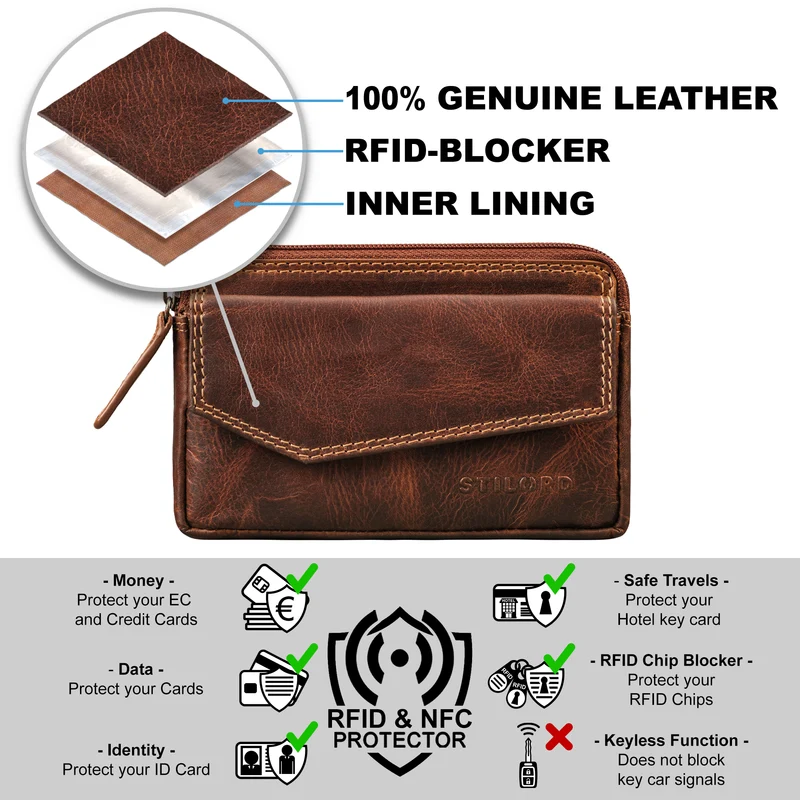 "Cruz" Vintage Geldbörse mit Schlüsselfach Schlüsseltasche Leder RFID