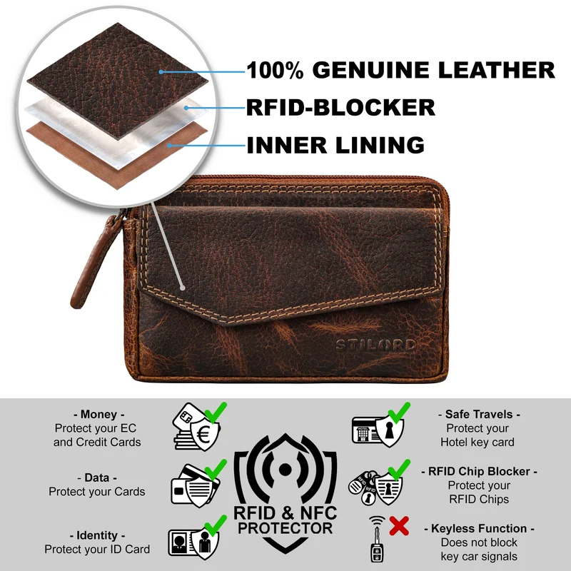 "Cruz" Vintage Geldbörse mit Schlüsselfach Schlüsseltasche Leder RFID