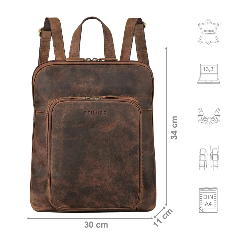 "Marlow" Vintage Leder-Rucksack Damen Herren