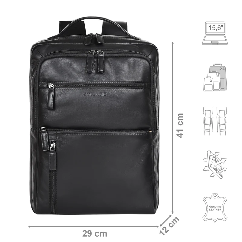 "Brad" Business Leder Laptoprucksack 15,6 Zoll Herren und Damen Groß