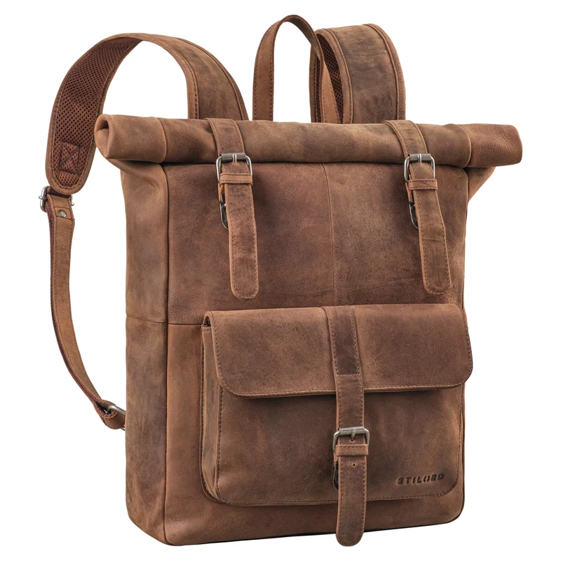 "Herakles" XL Leder Rolltop Rucksack 17 Zoll