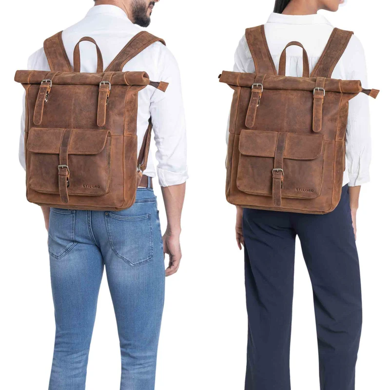 "Herakles" XL Leder Rolltop Rucksack 17 Zoll