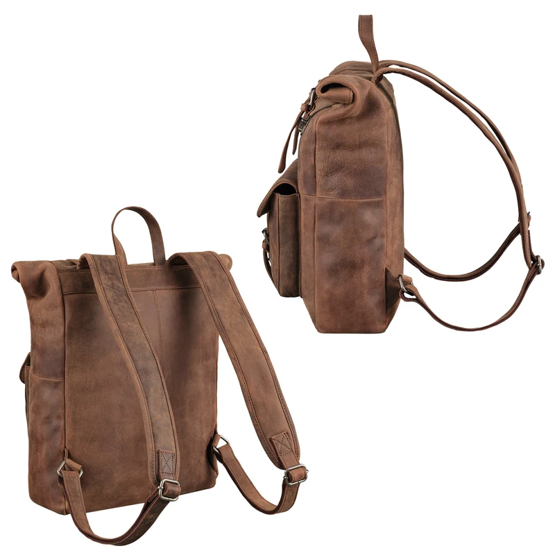 "Herakles" XL Leder Rolltop Rucksack 17 Zoll