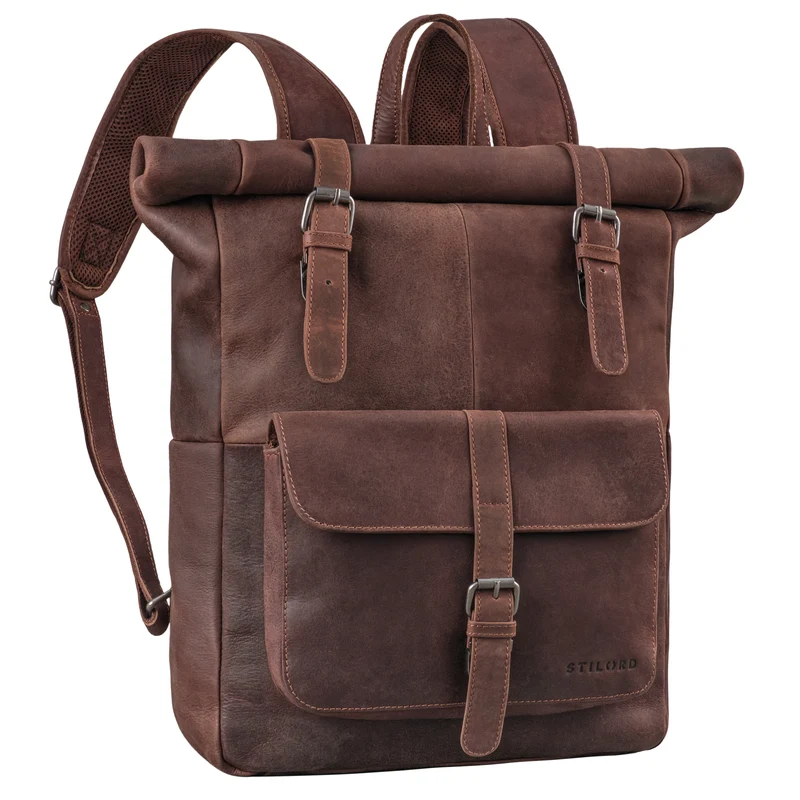 "Herakles" XL Leder Rolltop Rucksack 17 Zoll