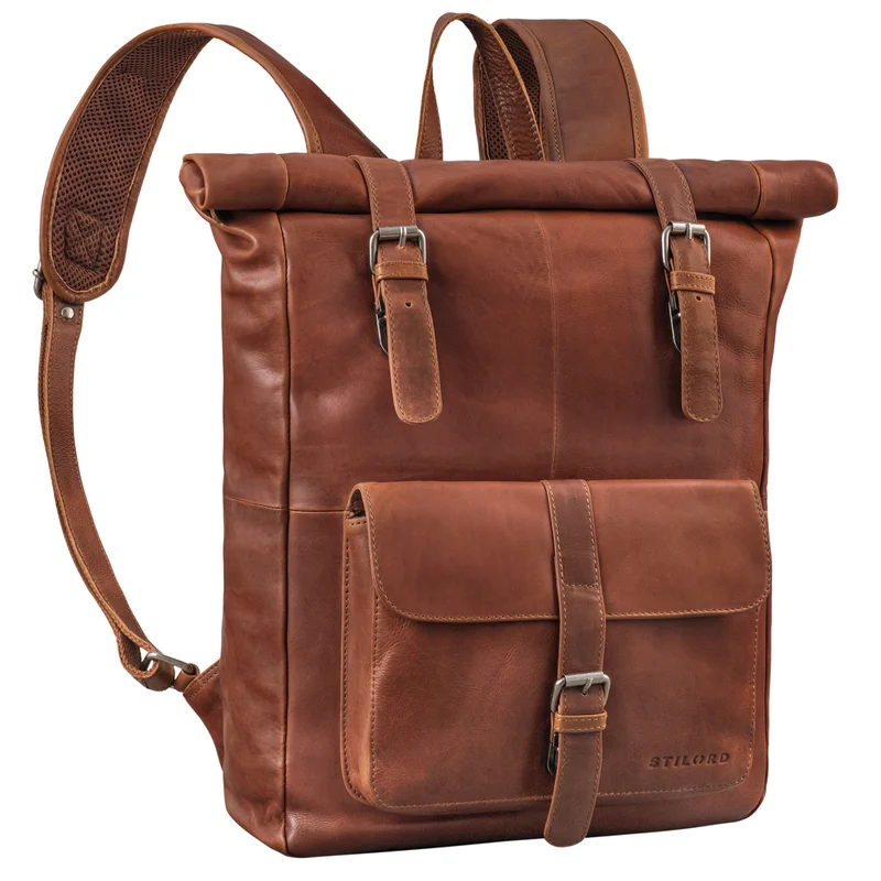 "Herakles" XL Leder Rolltop Rucksack 17 Zoll