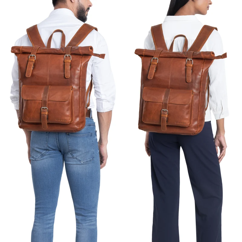"Herakles" XL Leder Rolltop Rucksack 17 Zoll