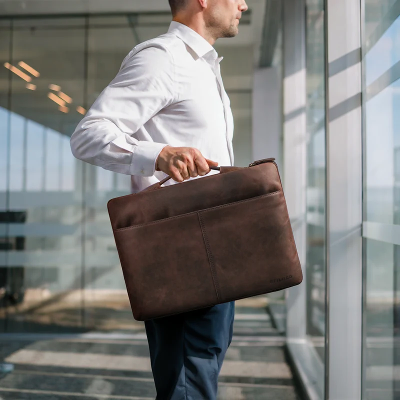 "Kit" Laptop Tasche 15.6 Zoll Leder Herren Laptophülle