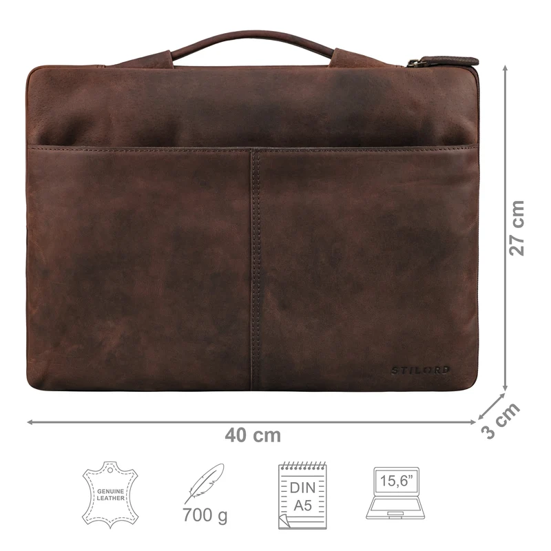 "Kit" Laptop Tasche 15.6 Zoll Leder Herren Laptophülle
