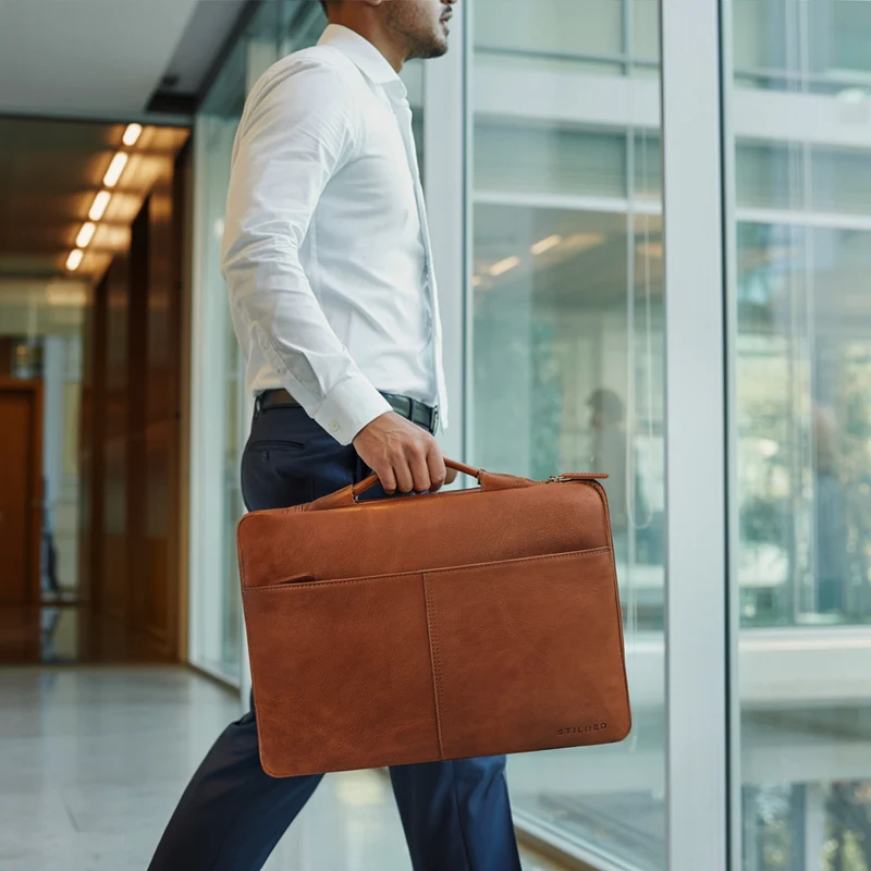 "Kit" Laptop Tasche 15.6 Zoll Leder Herren Laptophülle