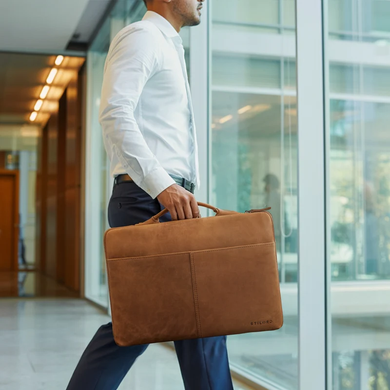 "Kit" Laptop Tasche 15.6 Zoll Leder Herren Laptophülle