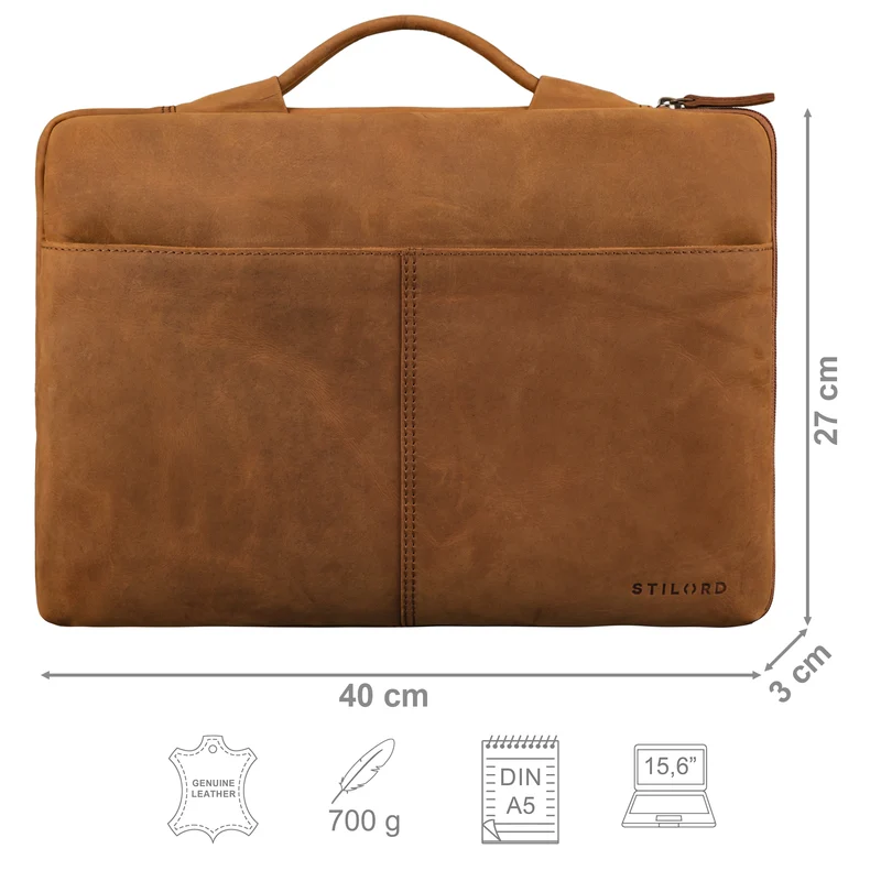 "Kit" Laptop Tasche 15.6 Zoll Leder Herren Laptophülle