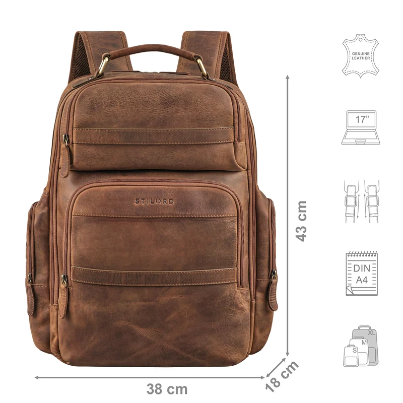 "Manon" Großer Rucksack Leder XL