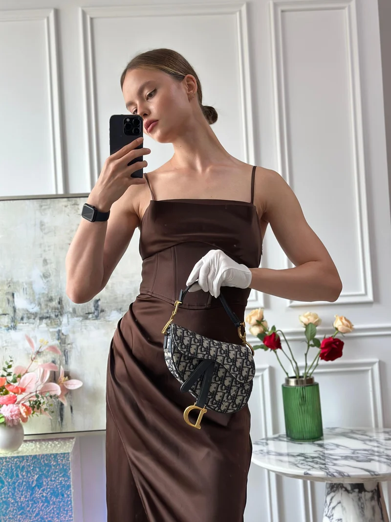 Dior Saddle Bag Mini Blau Schräg Jacquard mit Schultergurt Ab 2019