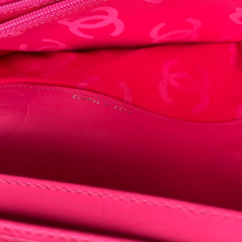 Chanel Cambon Wallet Klassisches schwarz-weißes Portemonnaie aus gestepptem Kalbsleder mit rosa Innenausstattung