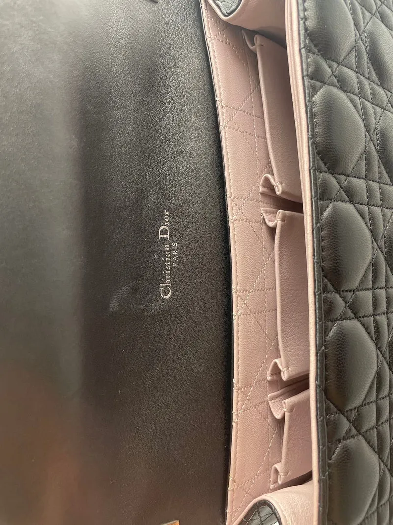 Dior Miss Dior Umhängetasche aus schwarzem Lammleder mit silberner Hardware