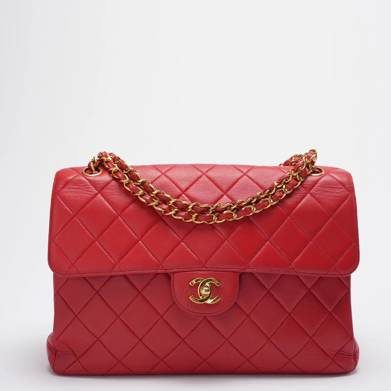 Chanel Vintage Red Classic Timeless Double Flap Bag mit 24 Karat Gold Hardware Double Side
