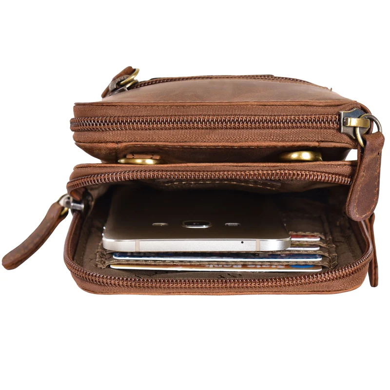 "Peter" 2-in-1 Leder Brustbeutel Handytasche für Herren & Damen