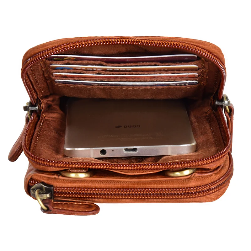 "Peter" 2-in-1 Leder Brustbeutel Handytasche für Herren & Damen