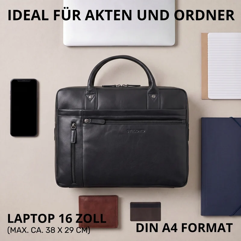 "Jared" Hochwertige Laptoptasche 16 Zoll Leder Herren