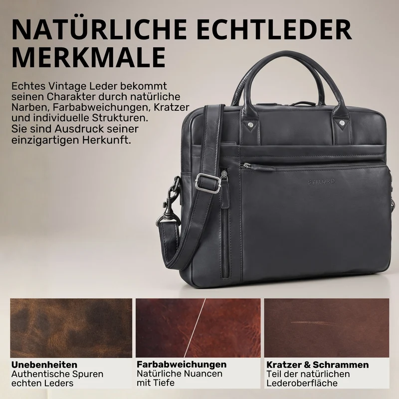 "Jared" Hochwertige Laptoptasche 16 Zoll Leder Herren