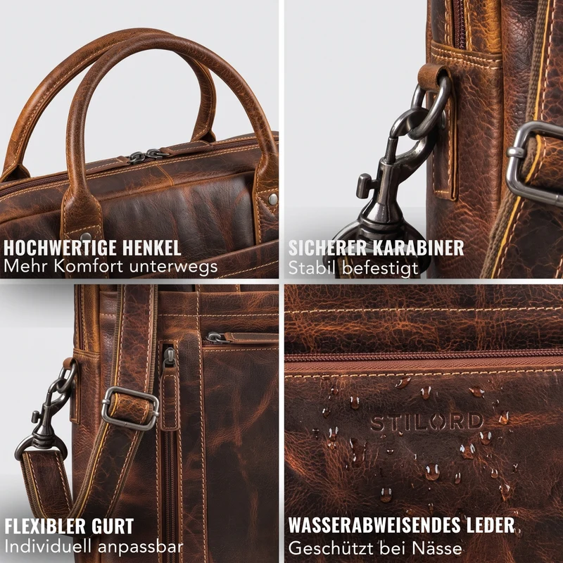 "Jared" Hochwertige Laptoptasche 16 Zoll Leder Herren